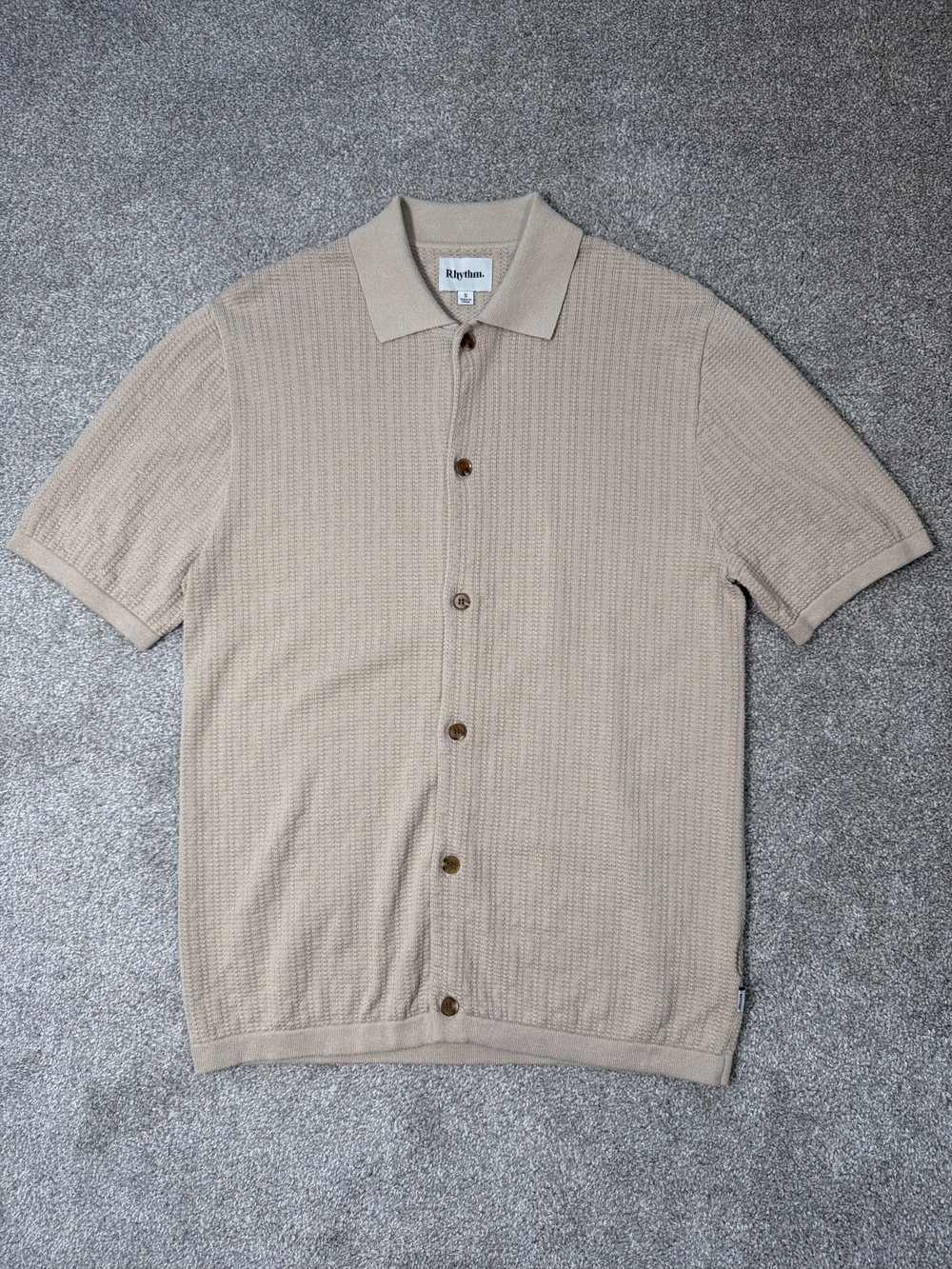 Rhythm Textured Short Sleeve Sweater Shirt Small